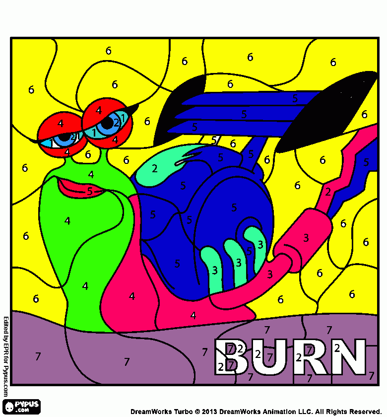 Caracol Turbo Menina para colorir e imprimir