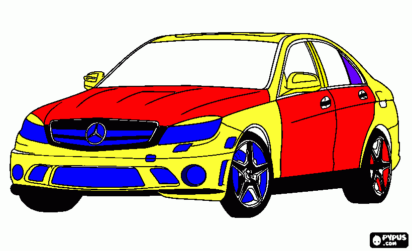 carro  amarelo e vermelho  mais branco azul e roxo para colorir e imprimir