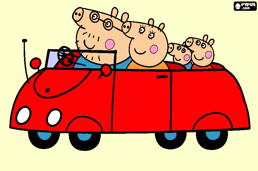 carro da familia da Peppa para colorir e imprimir
