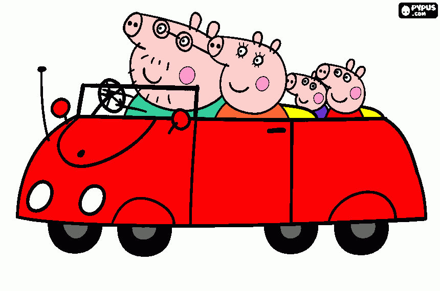 carro familia pig para colorir e imprimir