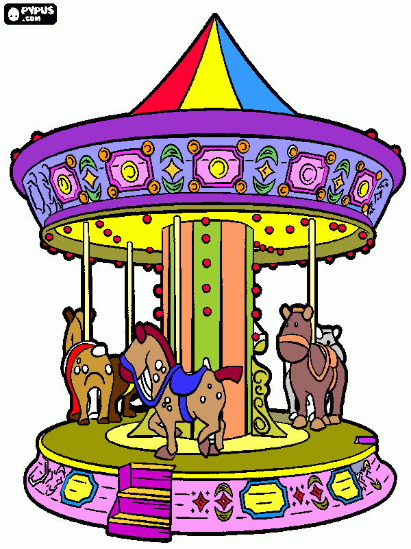 carrossel colorido para colorir e imprimir