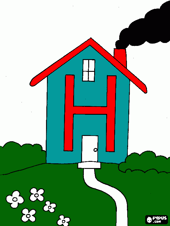 CASA COM H para colorir e imprimir
