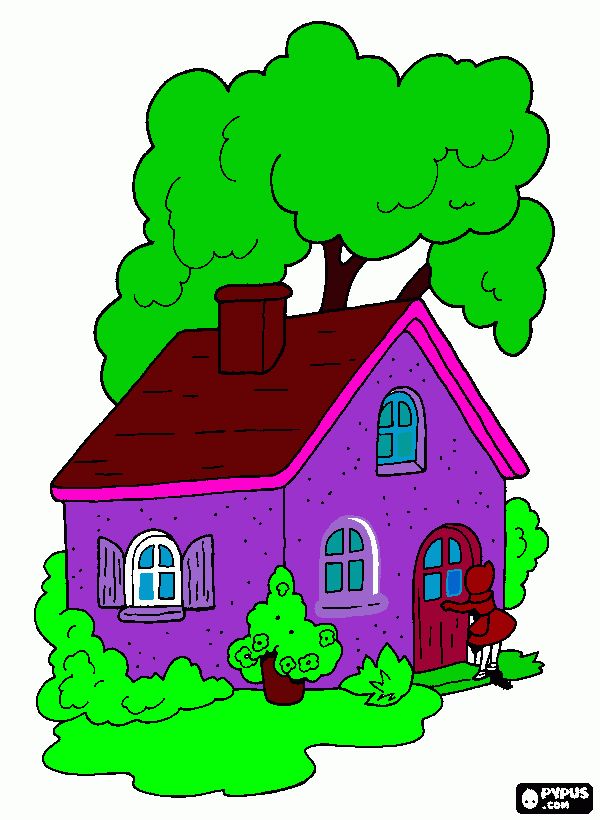 casa da chapeuzinho para colorir e imprimir