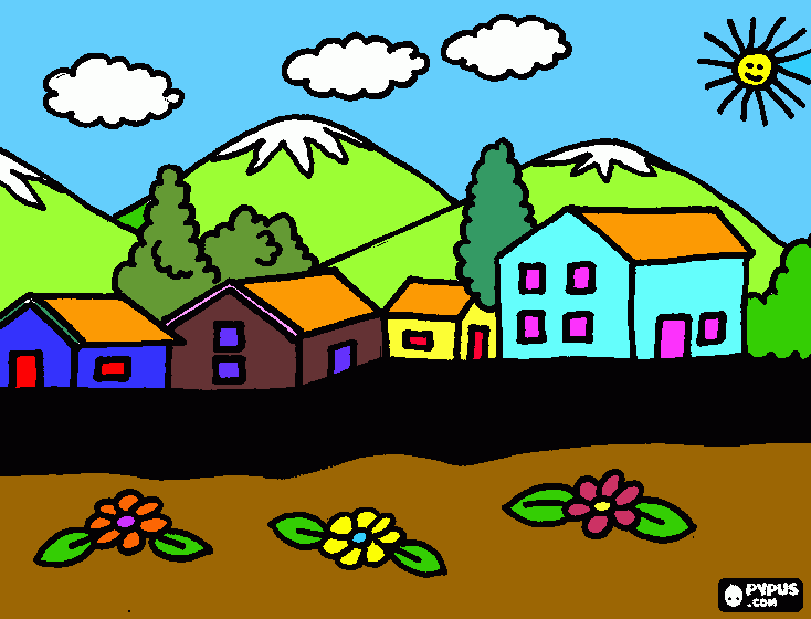 casa da montanha para colorir e imprimir