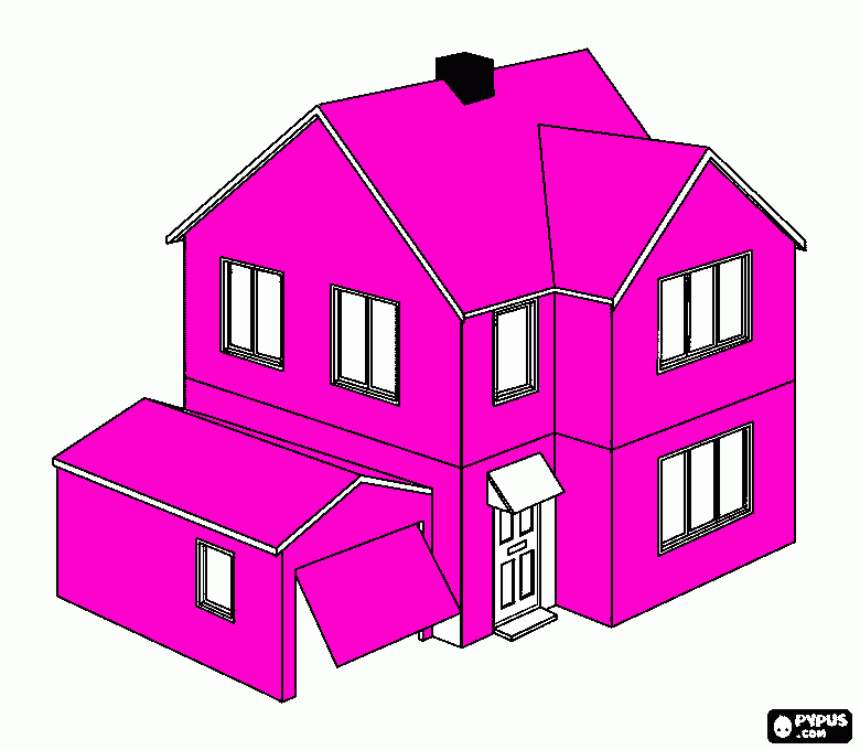 casa  de  2 andares   com    garagem para colorir e imprimir