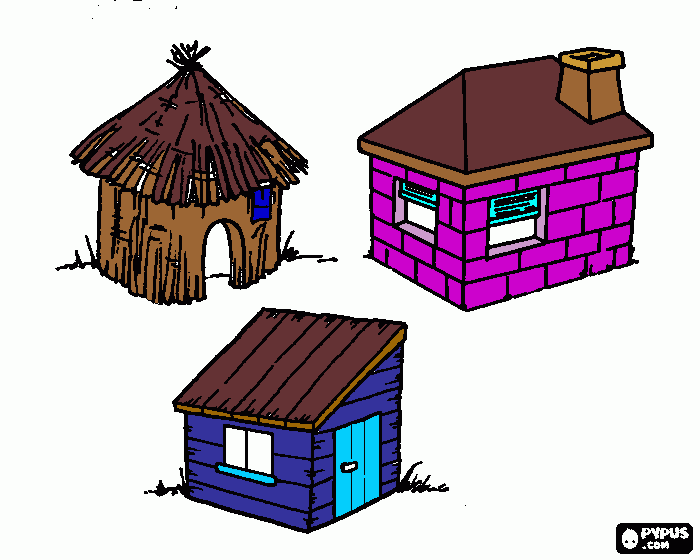 casa dos tres porquinhos para colorir e imprimir