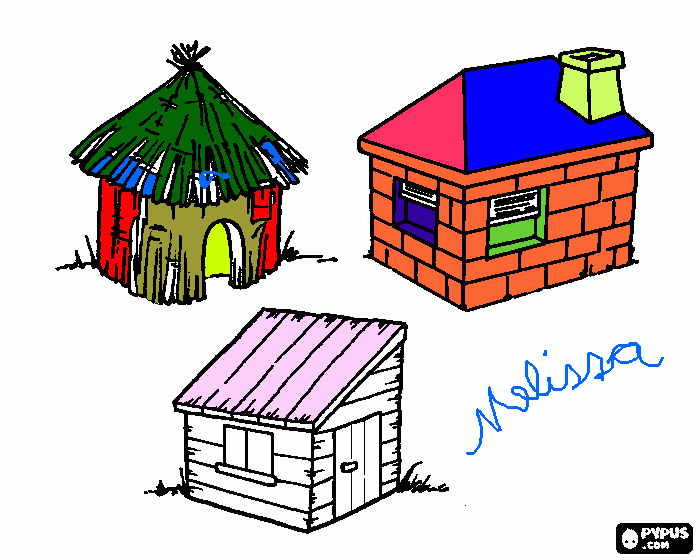 casa dos tres porquinhos para colorir e imprimir