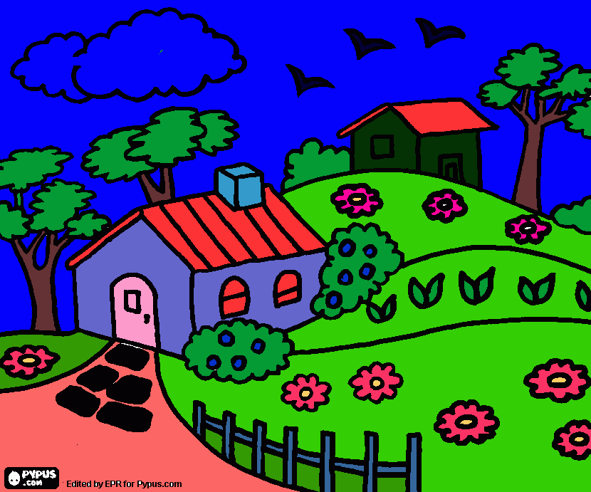 casa na montanha para colorir e imprimir