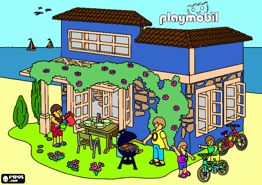 casa na praia para colorir e imprimir