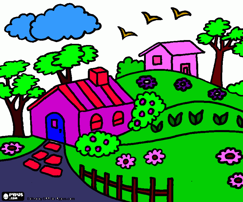 casa no paraiso para colorir e imprimir