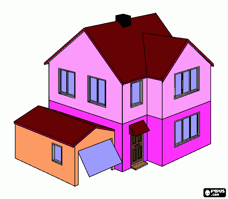 casa pintada para colorir e imprimir