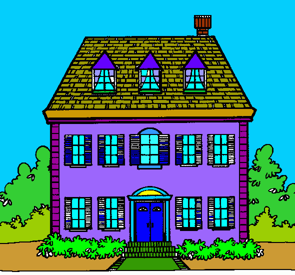Casa rica para colorir e imprimir
