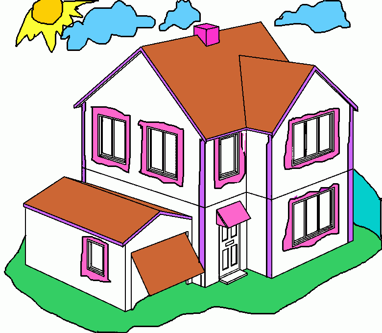 Casa sobrado colorida para colorir e imprimir