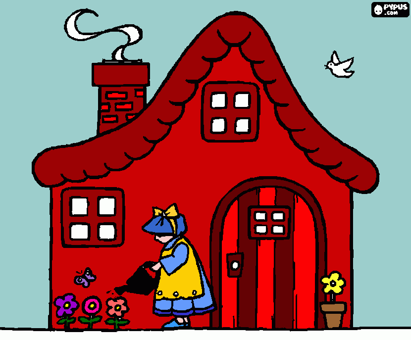 casa vermelha 2 para colorir e imprimir