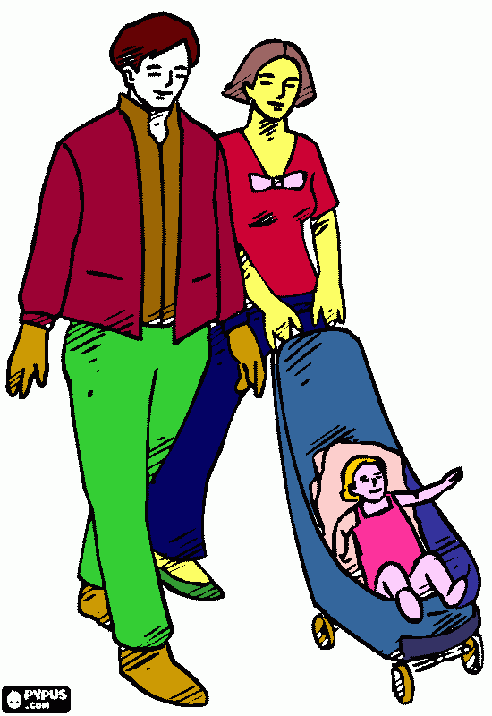 casal com bebe para colorir e imprimir