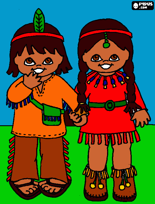 casal de indios para colorir e imprimir