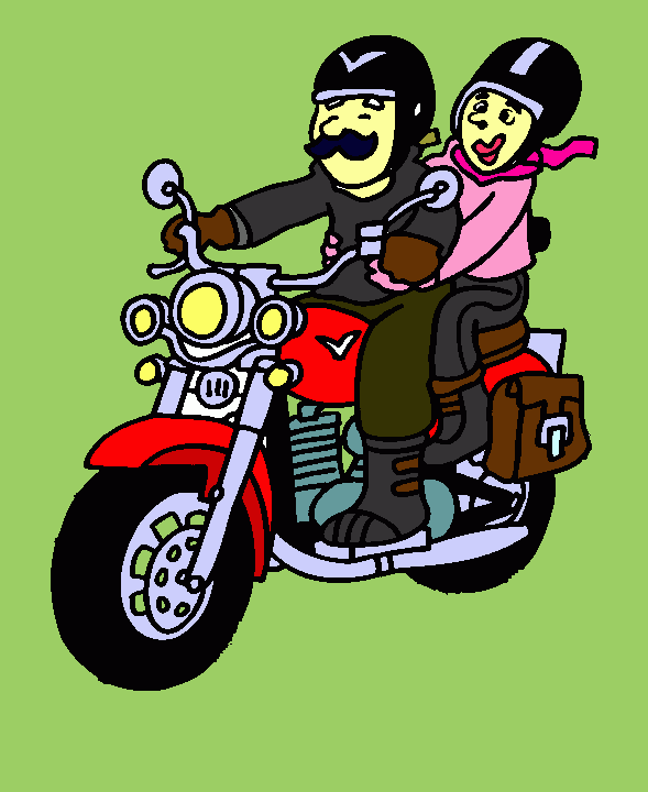 Casal de moto para colorir e imprimir