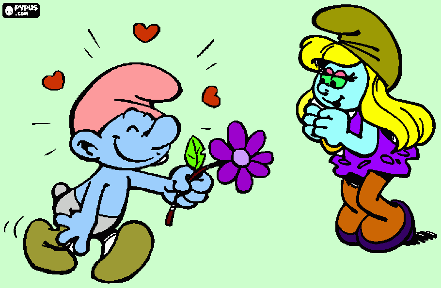 Casal smurfs para colorir e imprimir