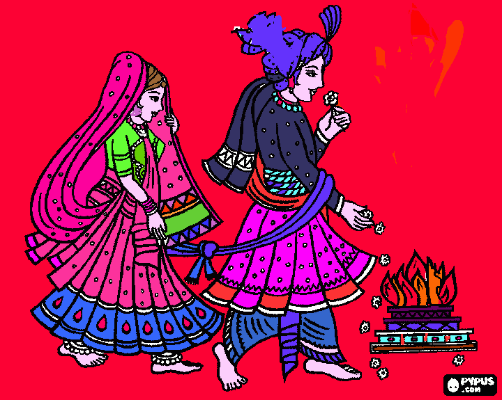 Casamento Hindu para colorir e imprimir