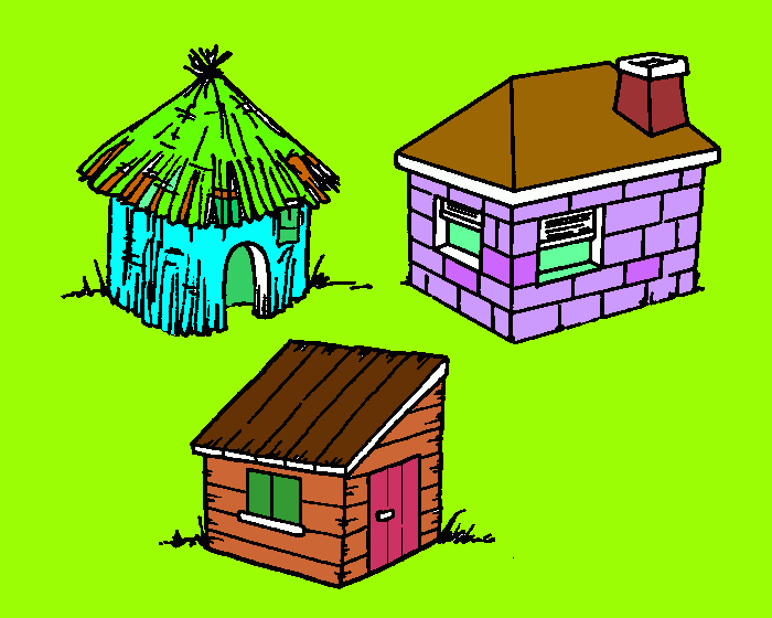 casinha dos tres porquinhos para colorir e imprimir