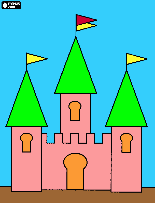 Castelo colorido com muito amor pela laurinha. para colorir e imprimir