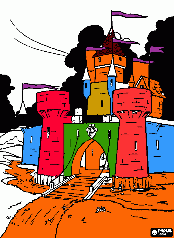 castelo laranja para colorir e imprimir