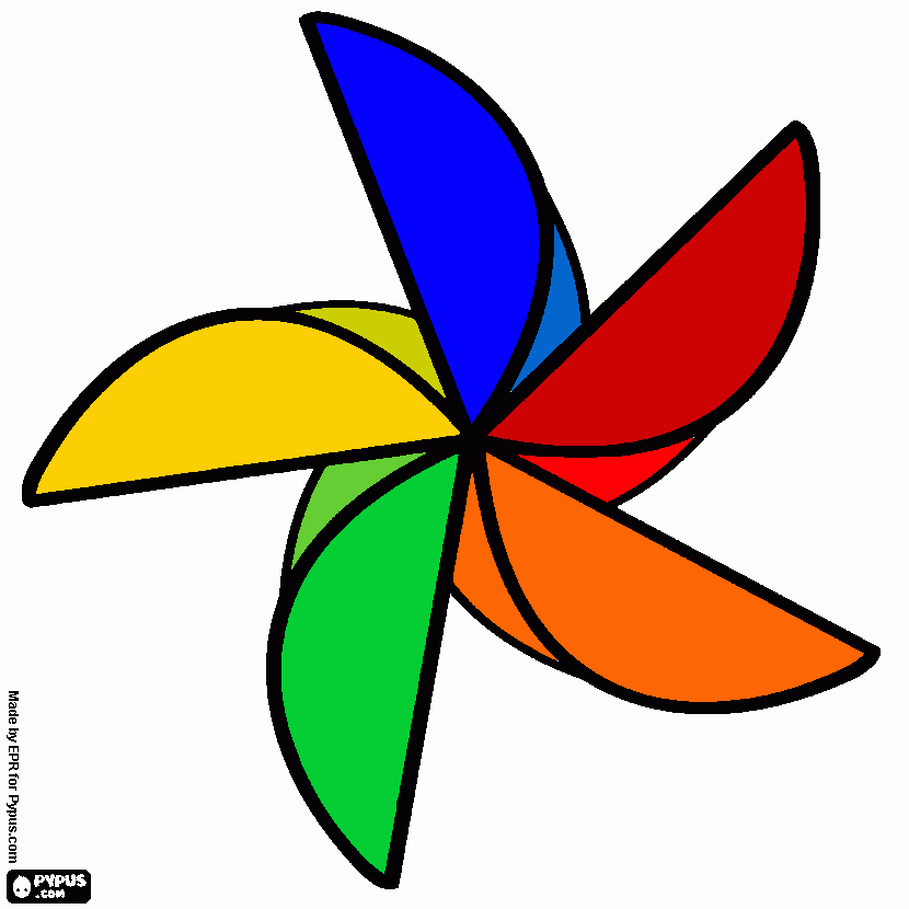 catavento amarelo, verde, laranja, verme para colorir e imprimir