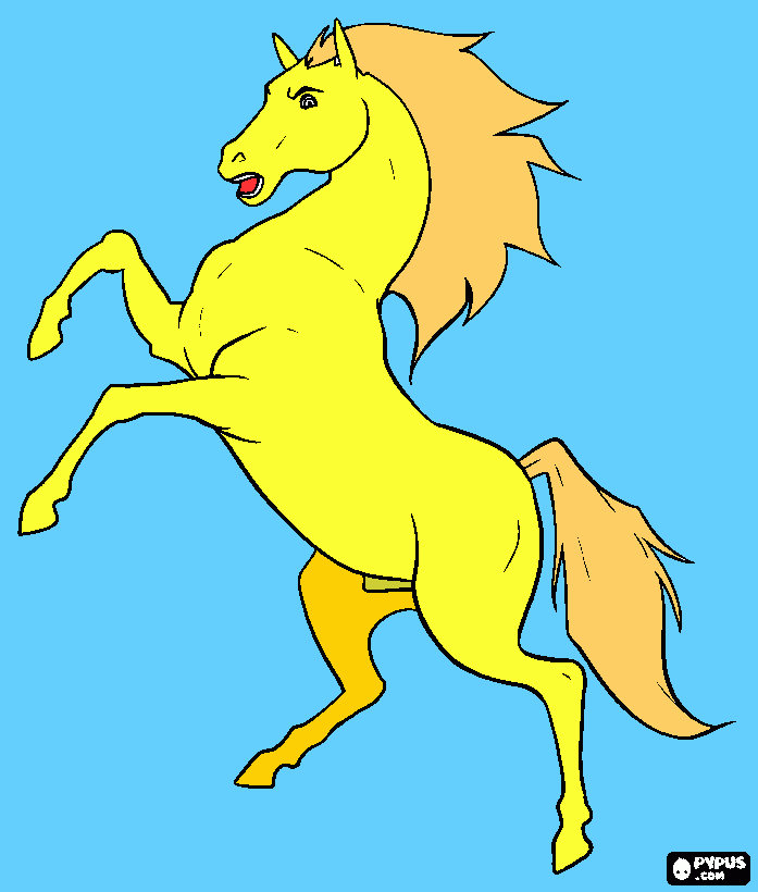 cavalo amarelo para colorir e imprimir
