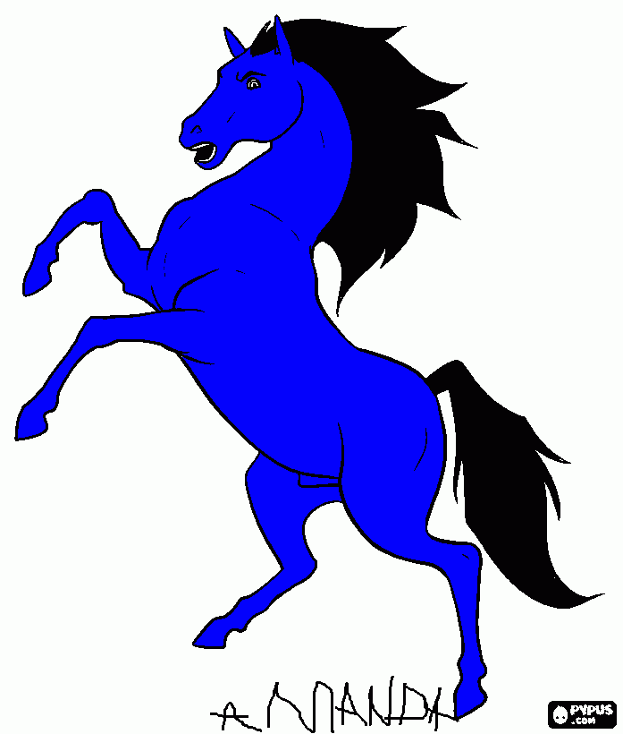 Cavalo Azul para colorir e imprimir