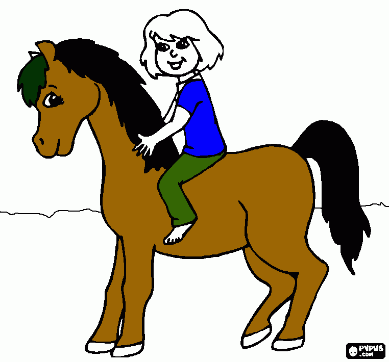 cavalo com menino para colorir e imprimir