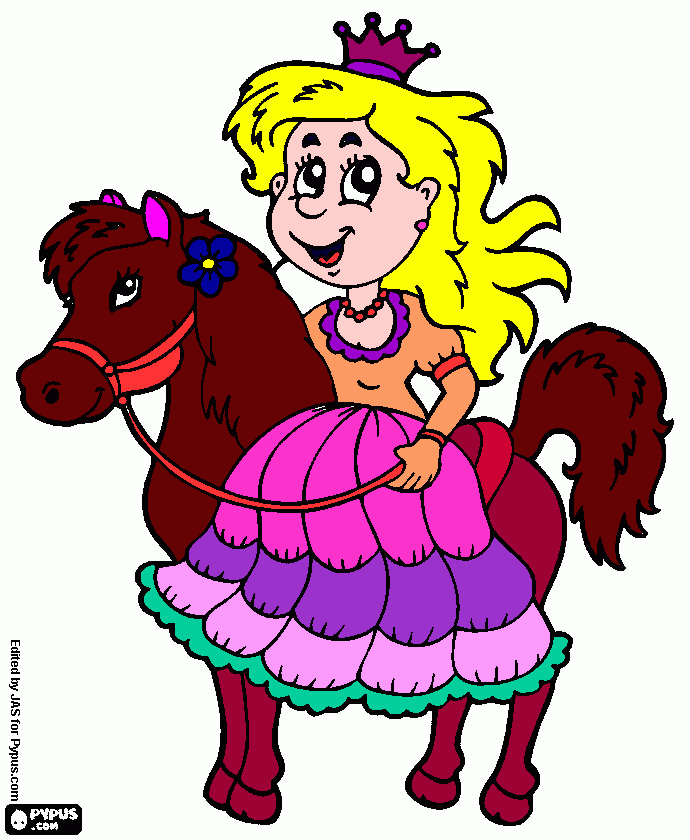 cavalo com princesa Kira para colorir e imprimir