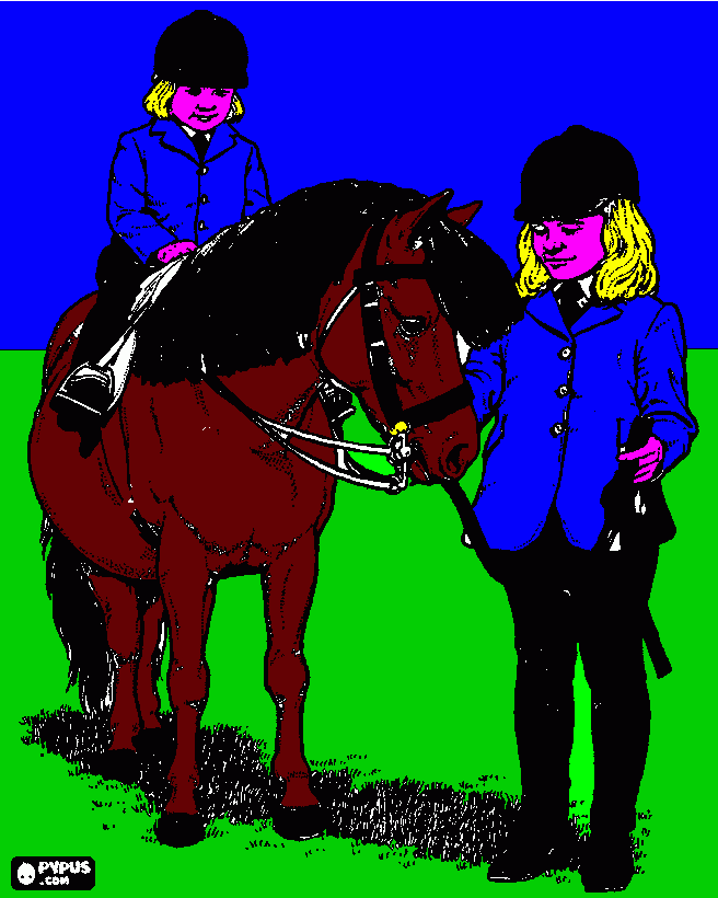 cavalo menia montada para colorir e imprimir
