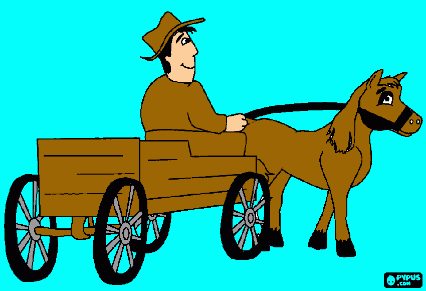 cavalos e fazendeiro para colorir e imprimir