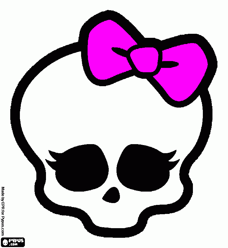 caveira laço rosa para colorir e imprimir