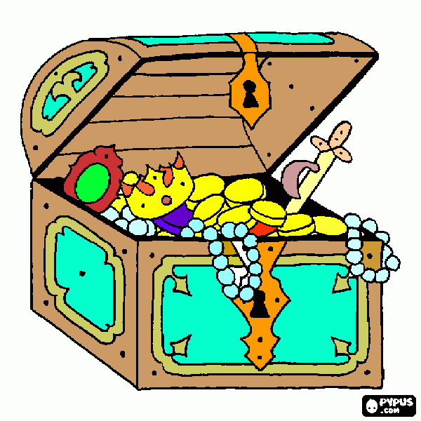 caça ao tesouro para colorir e imprimir