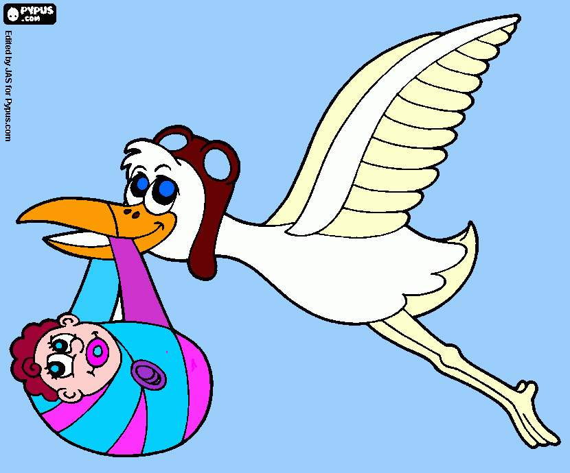 cegonha e bebe para colorir e imprimir