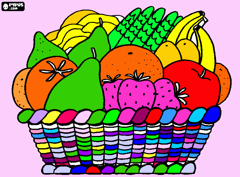 cesta colorida para colorir e imprimir