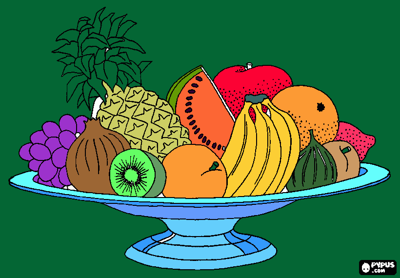 Desenhos de Cesta de Frutas Feliz para Colorir e Imprimir