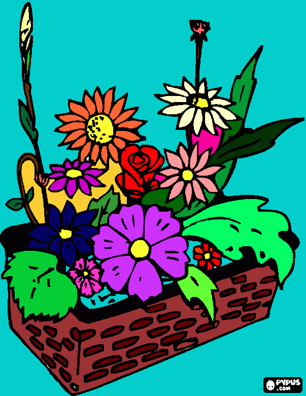 cesto decorado para colorir e imprimir