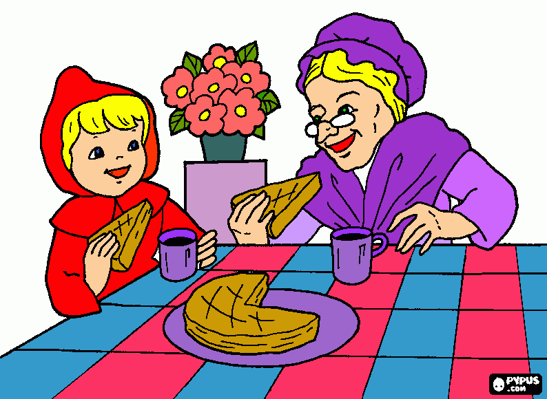 chapeuzinho vermelho   e a vo comendo para colorir e imprimir