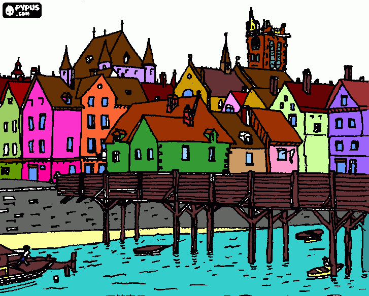 cidade antiga para colorir e imprimir