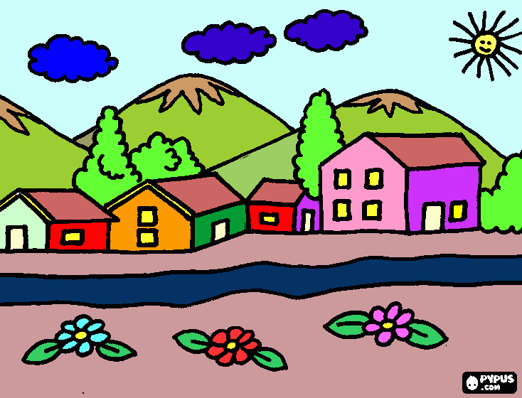 Cidade Feliz para colorir e imprimir
