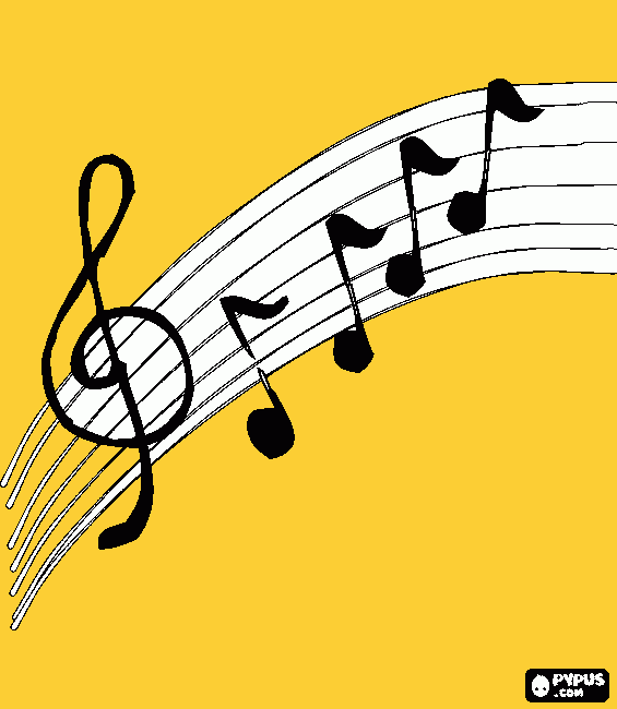 clava de sol e notas musicais para colorir e imprimir