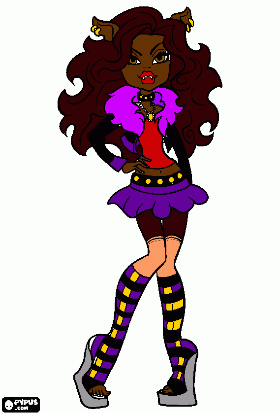 clawdeen linda!!!!! para colorir e imprimir