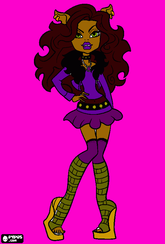 Clawdeen pintada pela Sophia para colorir e imprimir