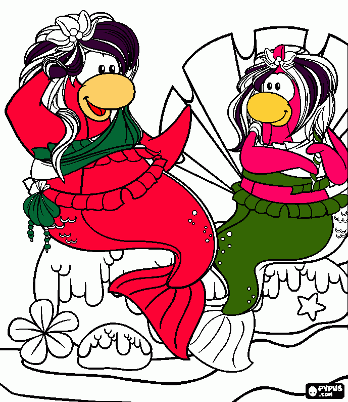 club peguin sereia para colorir e imprimir