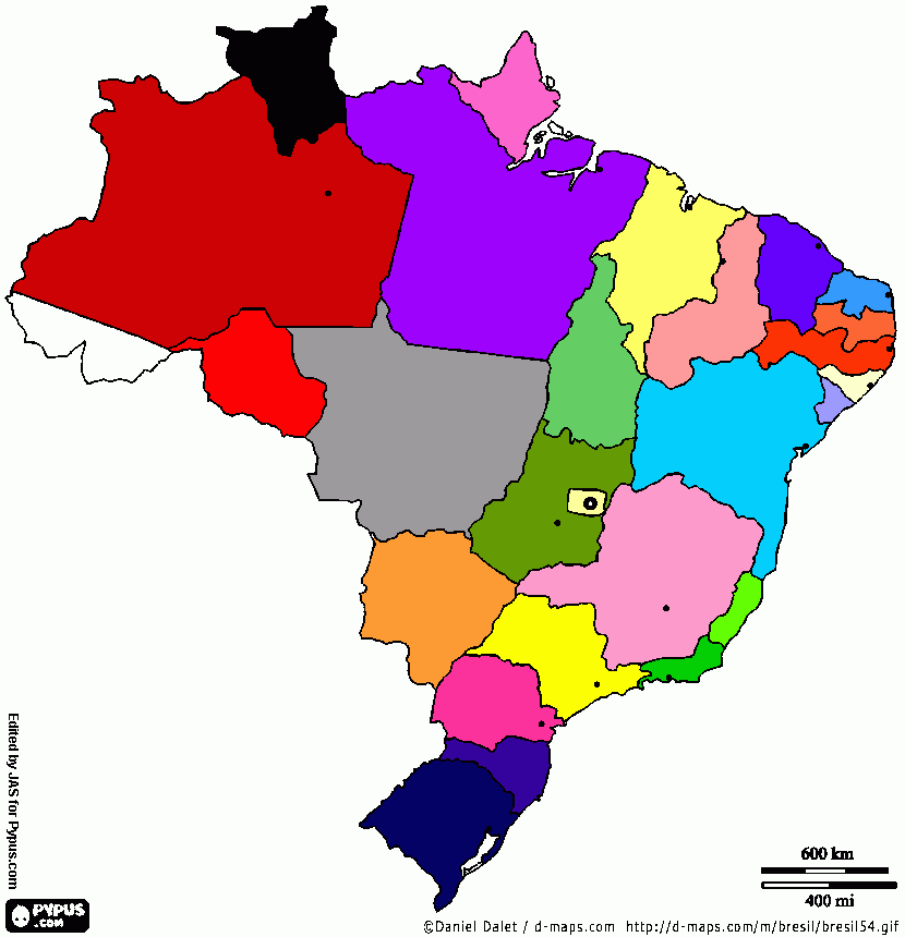 Colorir os Estados Brasileiros para colorir e imprimir