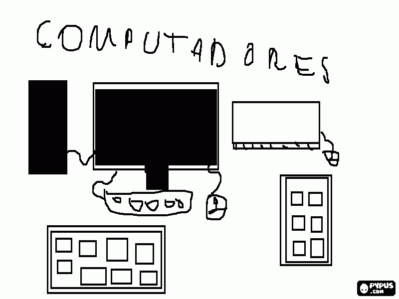 Computadores em preto e branco para colorir e imprimir