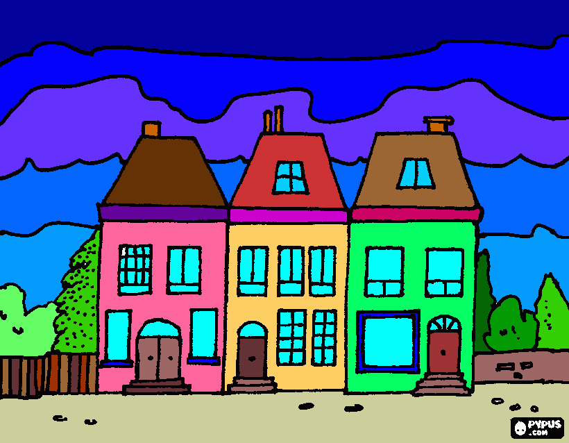 condomínio de casas para colorir e imprimir