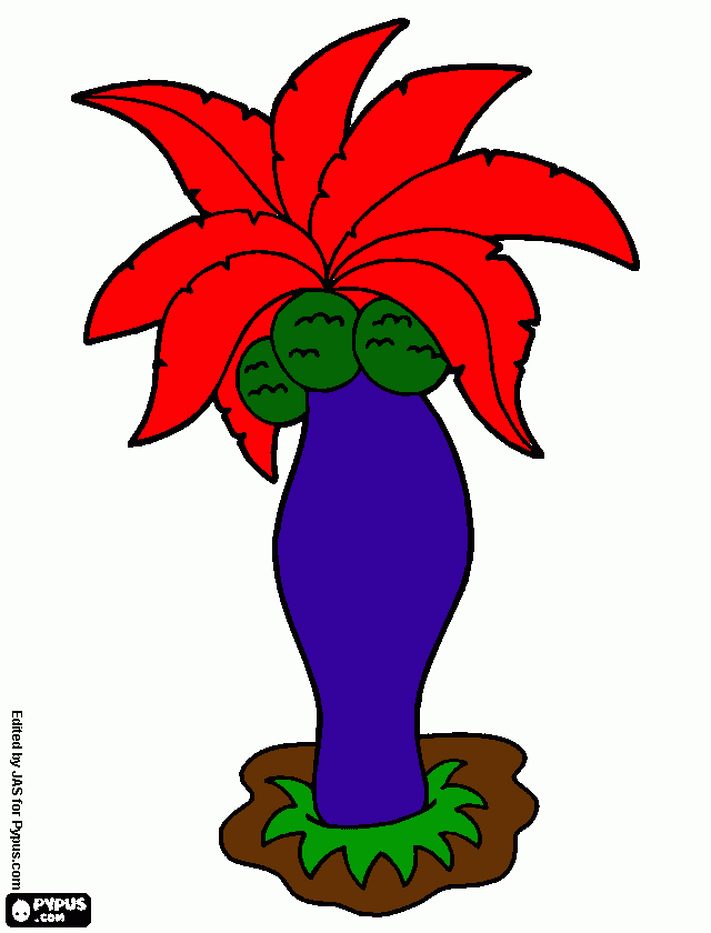 coqueiro colorido para colorir e imprimir